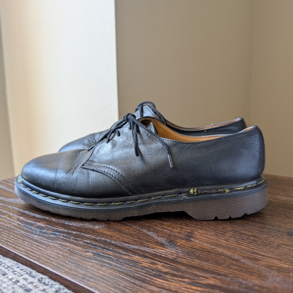 Vintage Dr Martens 1461 Black Leather 3-eye Chunky Oxford Derby